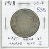 Image 1 : 1918 Silver 50 Cents. Issued during the last year of World War I. VG-8.