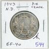 Image 1 : 1943 Narrow Date Silver 50 Cents with Reverse Die Crack. EF-40.