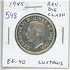 Image 1 : 1945 Reverse Die Clash Silver 50 Cents. Part of the king’s head visible on the Reverse. EF-