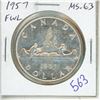 Image 1 : 1957 Full Water Lines Silver Dollar. MS-63. Lustrous.
