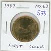 Image 1 : 1987 Loonie Dollar. The first year of the Loonie. MS-63 from an original roll.