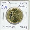 Image 1 : 2023 Elsie MacGill Loonie Dollar. Colourized. MS-63 from an original Royal Canadian Mint roll.