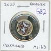 Image 1 : 2023 Jean Riopelle Toonie. Colourized. MS-63 from an original Royal Canadian Mint roll.