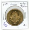Image 1 : 1971 Saskatchewan Homecoming brass medal. BU.