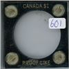 Image 1 : Hard plastic holder for a special Proof Like Canadian Silver Dollar. Used.
