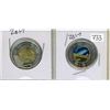 Image 1 : Lot of two 2017 Canadian toonies $2.00 Northern Lights color and non-color