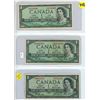 Image 1 : Lot of 3 Canada one dollar bills - A/I prefix, replacement note, devil's face bill