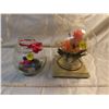 Image 1 : Fake flower glass gift and one round clear glass jar with marbles