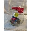 Image 2 : Fake flower glass gift and one round clear glass jar with marbles