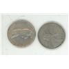 Image 1 : 2 Silver Canadian 25 cent coins - 1958 & 1967 Lynx