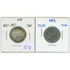Image 1 : 2 Canadian 25 cent coins - 1967 Silver lynx & 1968