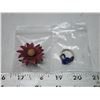 Image 1 : Felt flower brooch & ceramic flower ring - sz 5