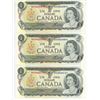 Image 1 : 3 - 1973 Canadian 1 dollar bills - 2 are consecutive - 1 has same prefix - BAH 8660895-96 & BAH 8660