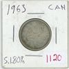 Image 1 : 1963 Canadian silver 25 cent coin