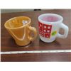 Image 1 : Pair of mugs ( fire king peach lustre D handle and polta dot F.K. mug)