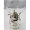 Image 3 : Glass coal oil lamp, bird accents on side - w/ chimney