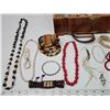 Image 2 : Wooden jewelry box, w/ various costume jewelry