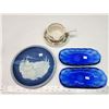Image 1 : 2 Cobalt blue dishes, blue decorative cougar plate, soup n saucer dish