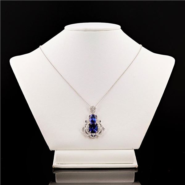 8.88 ctw Tanzanite and 1.35 ctw Diamond Platinum Pendant