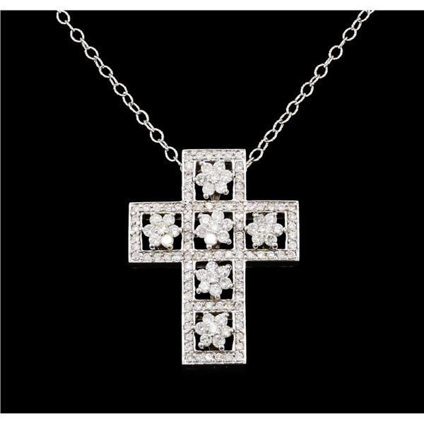 1.83 ctw Diamond Cross Pendant With Chain - 14KT White Gold