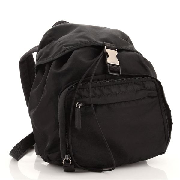 Prada Single Buckle Pocket Backpack Tessuto Small