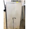 Image 2 : 2 BEIGE FOUR DRAWER LATERAL FILING CABINETS, 1 GREY METAL 72' H STATIONERY CUPBOARD 4X3' WHITE BOARD