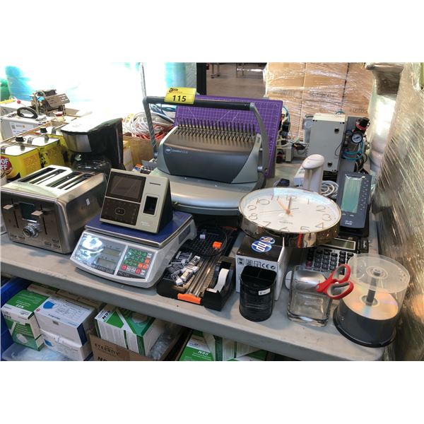 MISC.ITEMS INCLUDING COFFEE MACHINE, TOASTER, GBC COMBBIND C110 BINDING MACHINE,