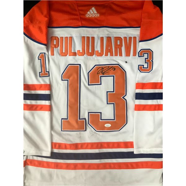 JESSE PULJUJARVI SIGNED EDMONTON OILERS JERSEY (JSA COA)