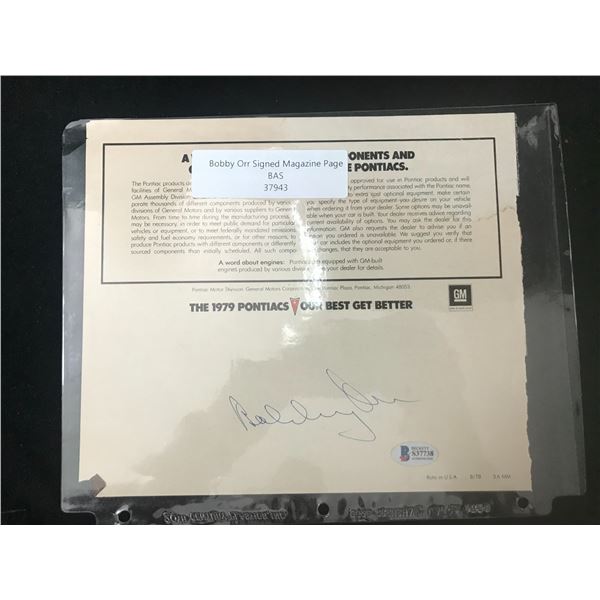 BOBBY ORR SIGNED MAGAZINE PAGE (BECKETT COA)