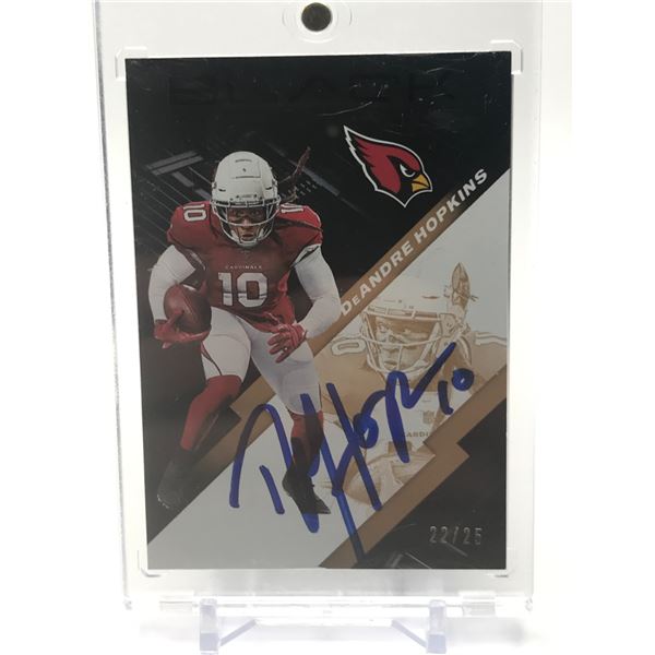 DANDRE HOPKINS SIGNED 2020 PANINI BLACK TRADING CARD 22/25 (KB COA)