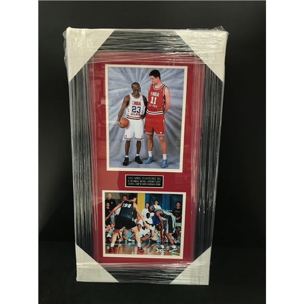 MICHAEL JORDAN SIGNED AND CUSTOM FRAMED YOU MING ROOKIE YEAR DISPLAY (UPPER DECK COA)