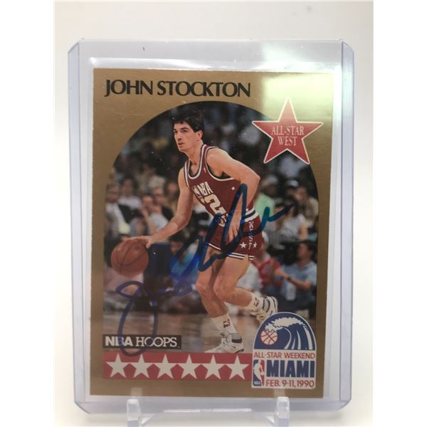 JOHN STOCKTON SIGNED HOOPS TRADING CARD (RED CARPET COA)