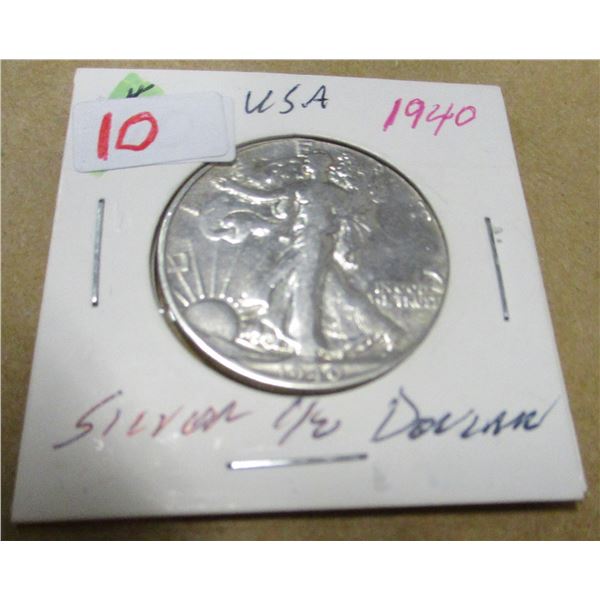 1940 USA SILVER HALF DOLLAR