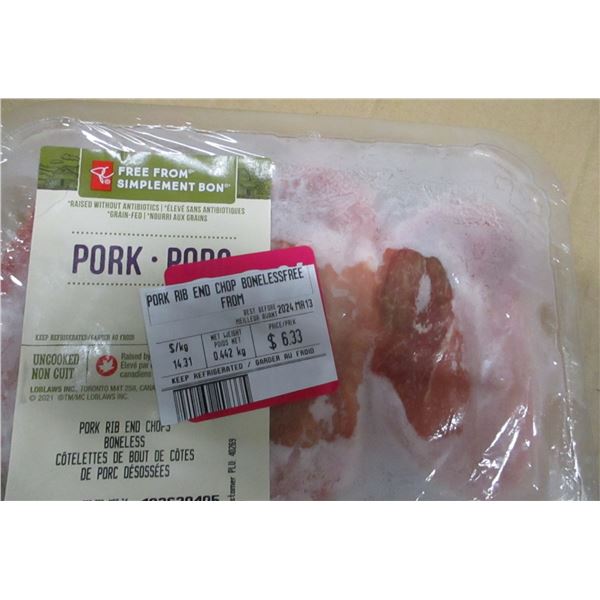SHELF PULLS (AS IS):  PORK RIB END CHOP (APPROX. $6.33)