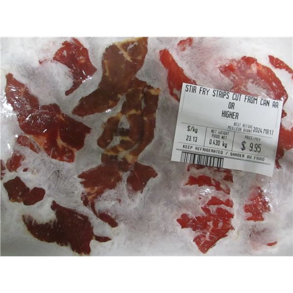 SHELF PULLS (AS IS):  STIR FRY BEEF STRIPS (APPROX. $9.95)