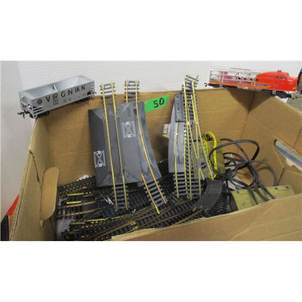 COLLECTIBLE:  BOX C/W MODEL TRAIN PARTS