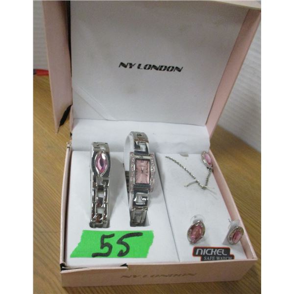 LIKE NEW:  WATCH, BRACELET, NECKLACE & RING SET