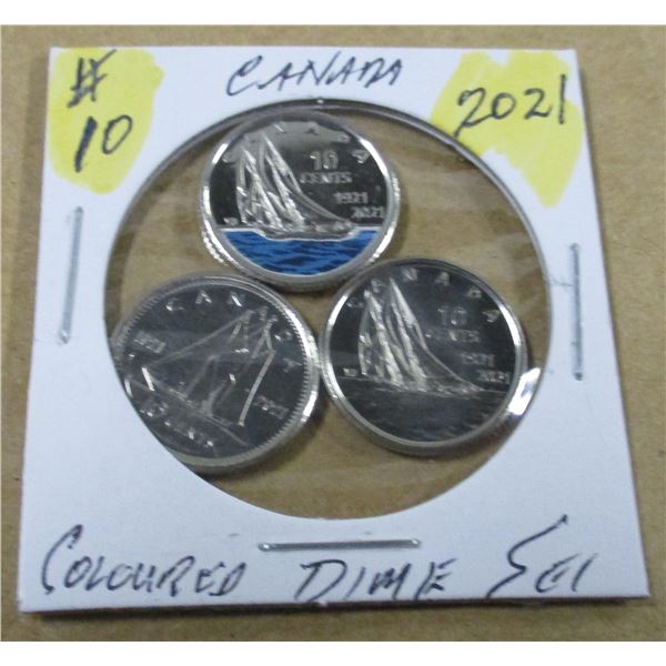 2021 MINT CANADA COLORED DIME SET