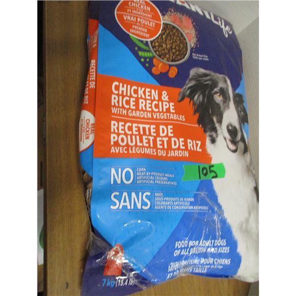 SHELF PULLS (AS IS);  APPROX. 15 LB BAG OF VIBRANT DOG FOOD