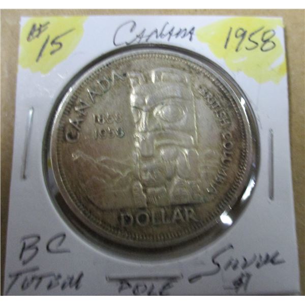 1958 BC TOTEM POLE SILVER DOLLAR