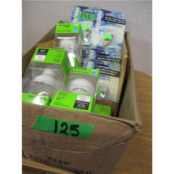FREIGHT DAMAGE (AS IS):  BOX C/W LIGHT BULBS & ADAPTORS