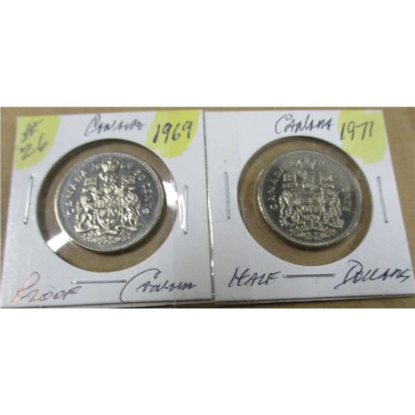 1969 - 1971 PROOF CANADA HALF DOLLARS