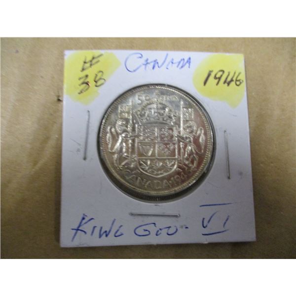1946 CANADA KING GEORGE VI SILVER HALF DOLLAR