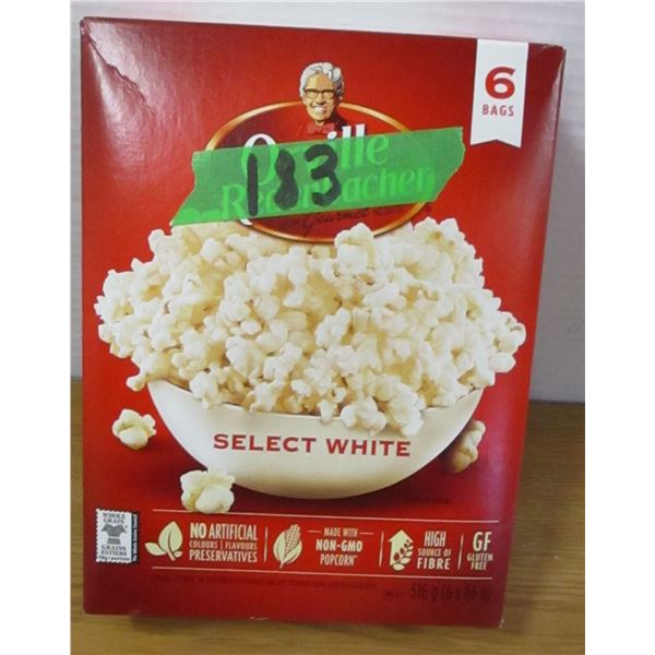 SHELF PULLS (AS IS):  ORVILLE REDENBAKER POPCORN (6 BAGS) - BOX