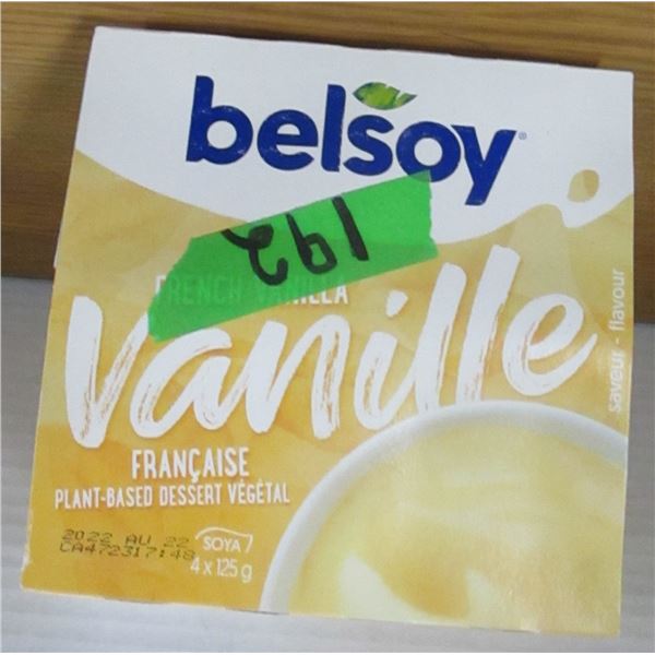 SHELF PULLS (AS IS);  BELSOY VANILLA PUDDING (4)