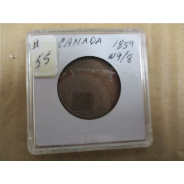 1859 (WIDE 9/8) CANADA VICTORIAN LARGE PENNY