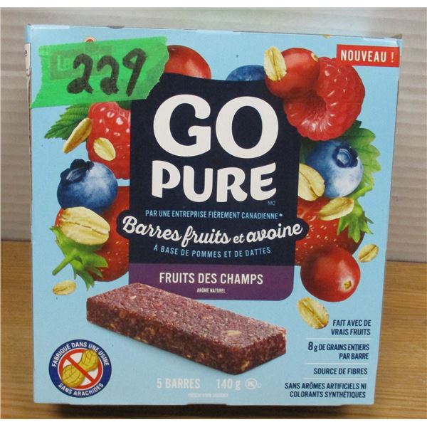 SHELF PULLS (AS IS):  GO PUR BARS (5) - BOX