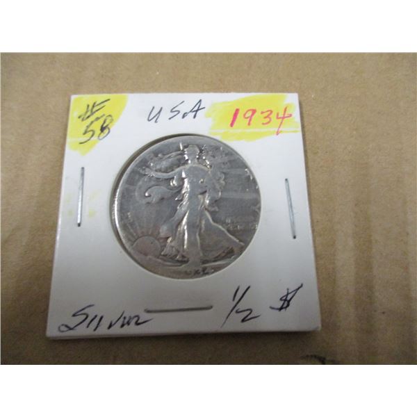 1934 USA WALKING LIBERTY SILVER HALF DOLLAR