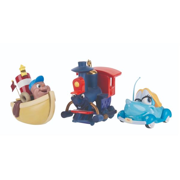 A Set of Little Toot, Casey Jr., and Susie Figurines.