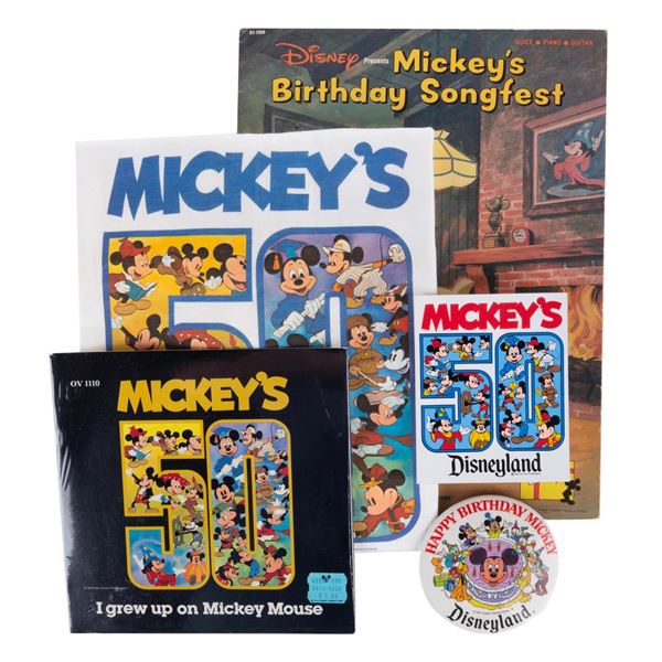 A Collection of Mickey 50th Birthday Souvenirs.